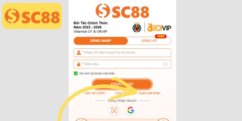 Hướng dẫn các bước xử lý khi quên mật khẩu SC88 